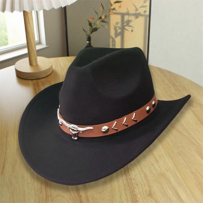 Sombrero nacional de feltro de estilo masculino, sombrero de vaquero occidental, sombrero de bordes retro, sombrero de caballo, fábrica al por mayor, venta caliente para mujeres