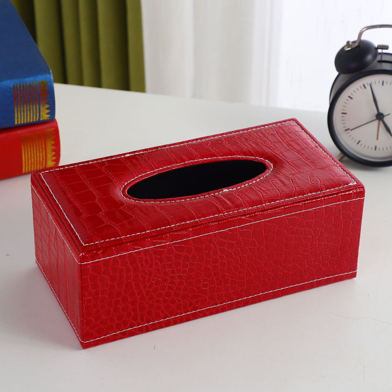Caja de pañuelos de cuero del hogar caja de pañuelos de cuero impreso logotipo Hotel pu caja de pañuelos de comedor de coche