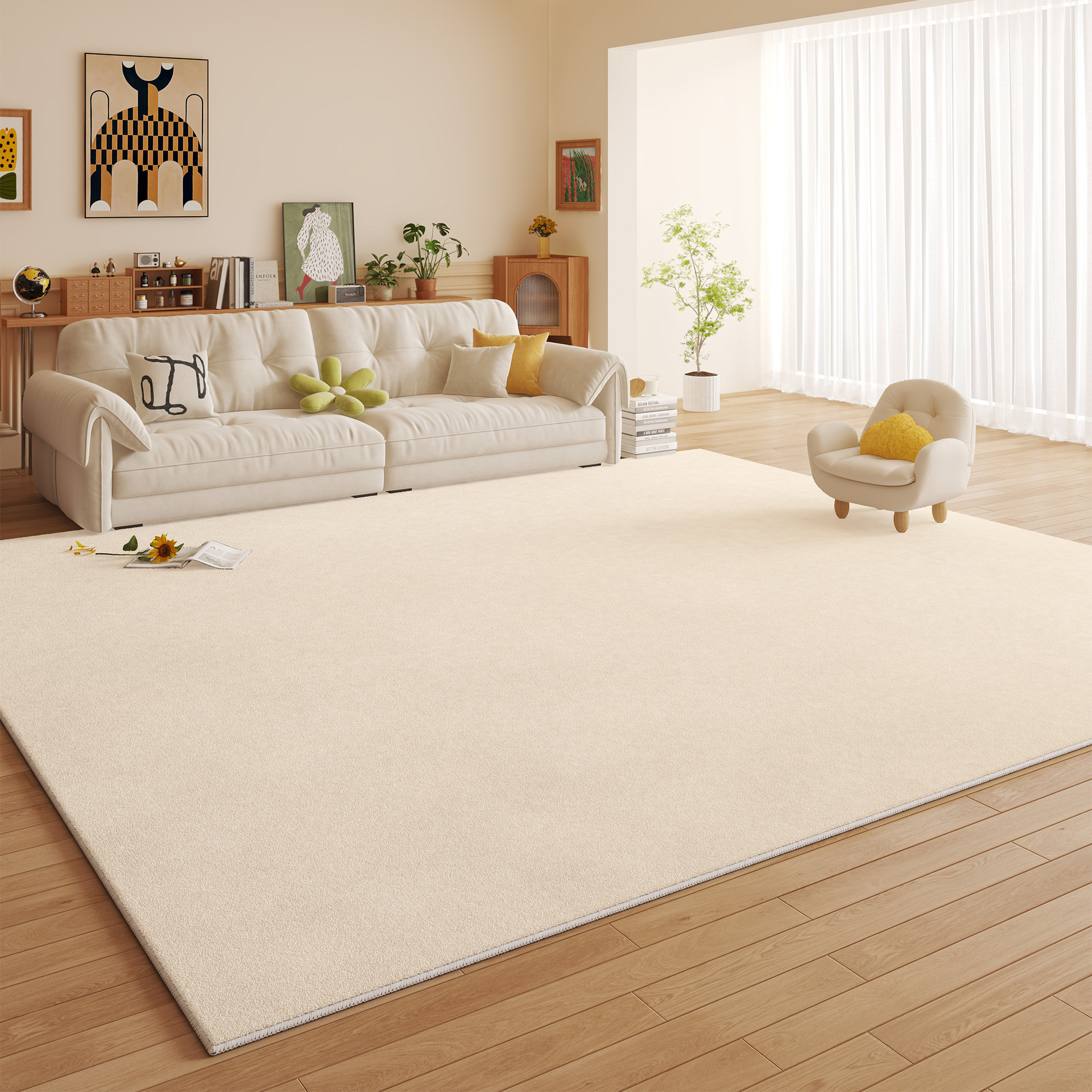 Nuevo alto grado de sensación de alfombra espesa de viento crema imitación de cashmere impermeable sin lavado se puede limpiar la almohadilla de mesa de té de la sala de estar del dormitorio