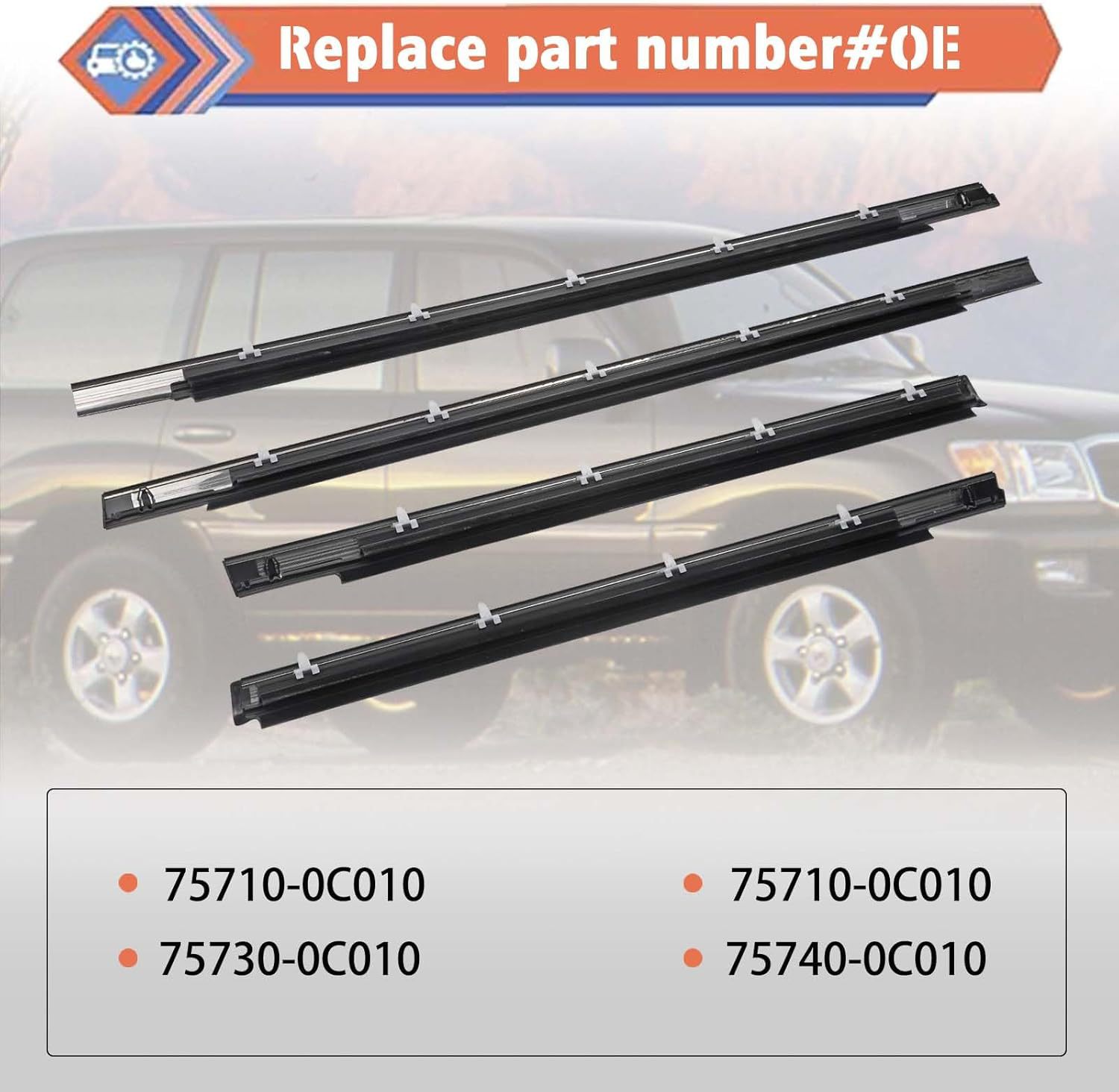 Suitable for Toyota Sequoia 01/Car Door Window Glass Seal Strip Outer Pressure Strip Seal Strip 75710-0C010