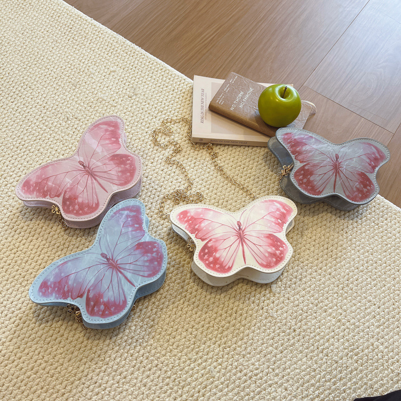 Dolce y lindo pequeño boleto de mariposa para niñas, bolso de moda de cadenas, bolso de mochila para niños, mini bolso de accesorios para niños