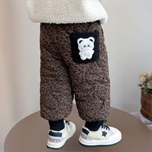 女童棉裤冬季2025新款儿童洋气加绒加厚卫裤宝宝一条过冬豹纹裤子