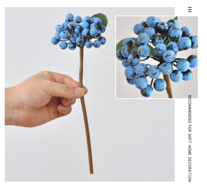Foam Mini Red Berries Blueberries Fake Flowers Fortune Fruit Flower Wall Decoration Artificial Berry Branches_maomaolike.com