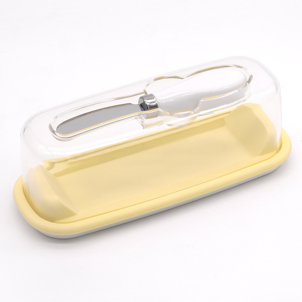 Caja de mantequilla puntual con tapa Caja de almacenamiento de plástico Envase de mantequilla Caja de conservación de queso Caja de mantequilla Herramienta de almacenamiento de mantequilla