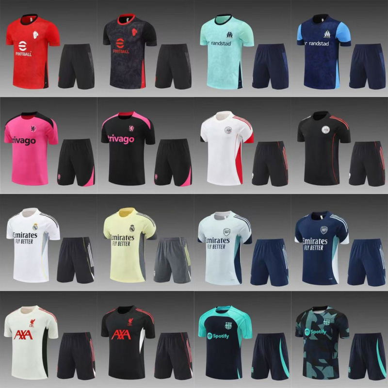 Wholesale Real Madrid, Barcelona, Ac Milan, Chelsea, Paris, Arsenal, Marseille Adult Short-Sleeved Football Training Uniform Set Wholesale Real Madrid, Barcelona, Ac Milan, Chelsea, Paris, Arsenal, Marseille Adult Short-Sleeved Football Training Uniform Set