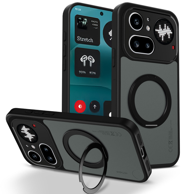 Phone4A Pro üçün maqnit telefon qabı, mat qara, dayaqla