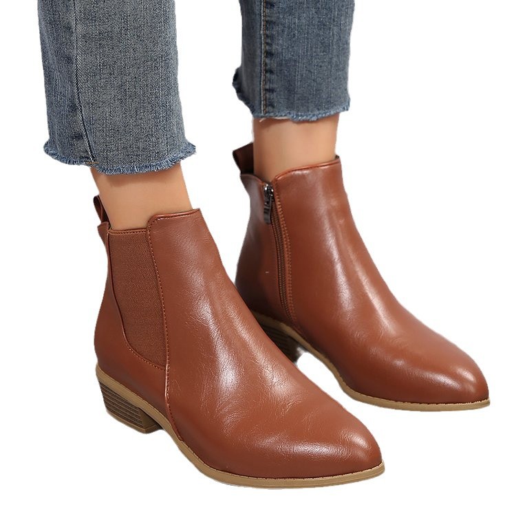 Fall and winter new side zipper casual short boots_voghion.com