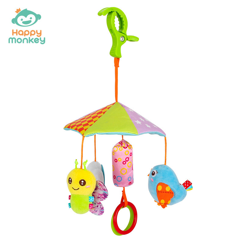 Happymonkey música del bebé cama giratoria colgante cochecito animal colgante 0-1 años sonajero cama campana de juguete