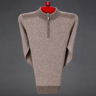 2024 Winter Half-height Zipper Collar Men's Woolen Cow Sweater Middle-aged Men's Thickened Sweater Comfortable Soft Dad's Suit