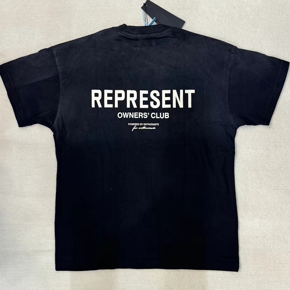 Marca de moda americana REPRESENT impresión de logotipo de letras clásicas para hacer viejas camisetas de manga corta de pareja retro sueltas