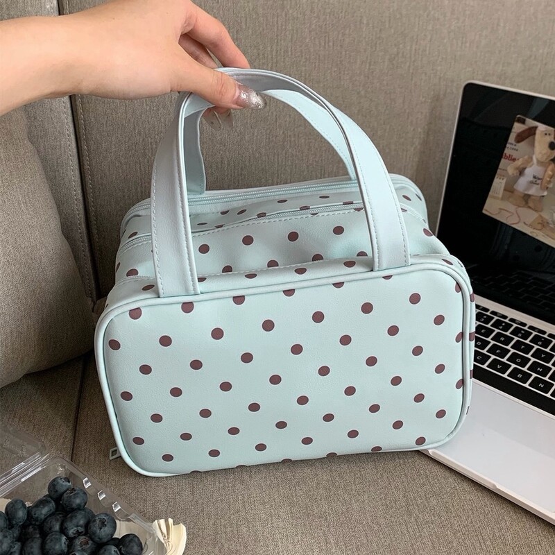 Portable Cosmetic Bag for Women, Mint Black, Three-Layer Partitioned, Large-Capacity Cosmetics Storage Bag, Travel Toiletry Bag Portable Cosmetic Bag for Women, Mint Black, Three-Layer Partitioned, Large-Capacity Cosmetics Storage Bag, Travel Toiletry Bag
