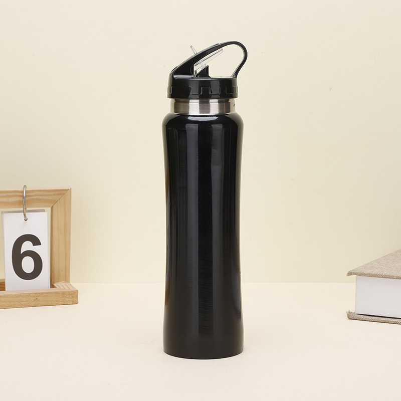 De Acero inoxidable simple olla escalada 304 de doble capa de aislamiento al vacío taza deportes al aire libre botella de agua con paja taza de agua portátil