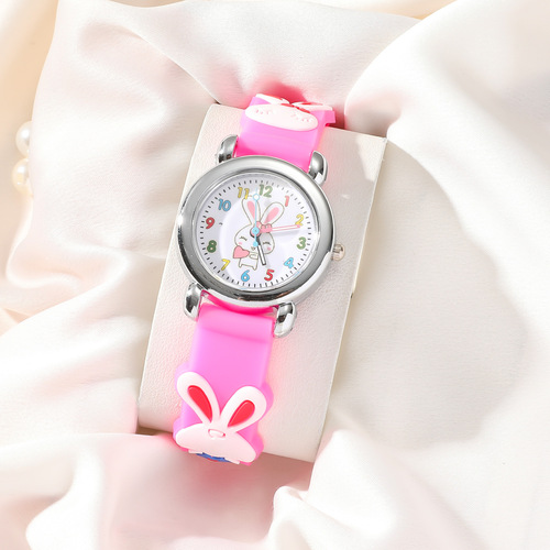 New Cute Cartoon Rabbit Silicone Quartz Watch for Kids, Boys and Girls, with Timer