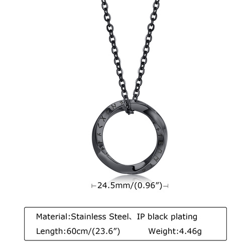 European and American jewelry stainless steel Viking rune Mobius pendant steel color men's necklace accessories PN-1708