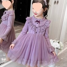 女童连衣裙加绒春秋冬装新款蓬蓬礼服裙小孩仙儿童公主裙洋气