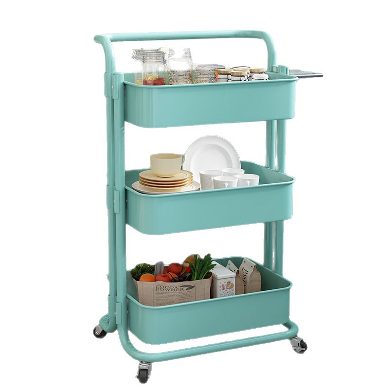 Mayorista estante de almacenamiento multicapa de piso carro pequeño estante de almacenamiento doméstico móvil de cocina estante de acabado de sala de estar