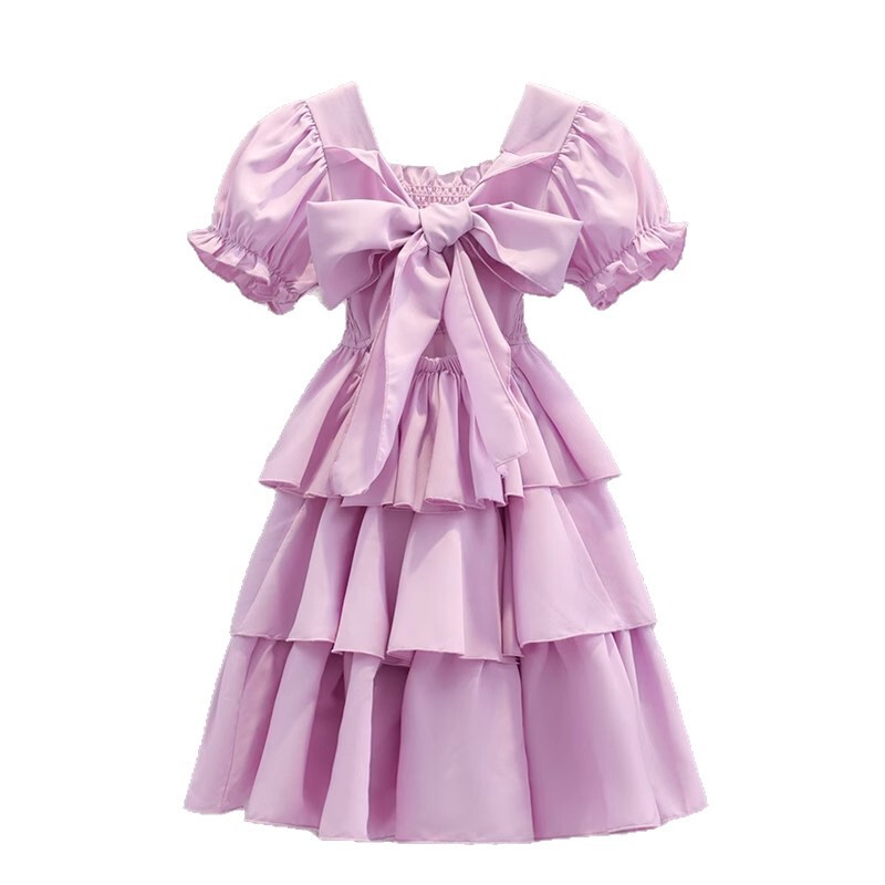 女の子ドレス、サマードレス、おしゃれな子供用女の子バックレススカート、ケーキドレス、夏の新しいふわふわプリンセスドレス|undefined
