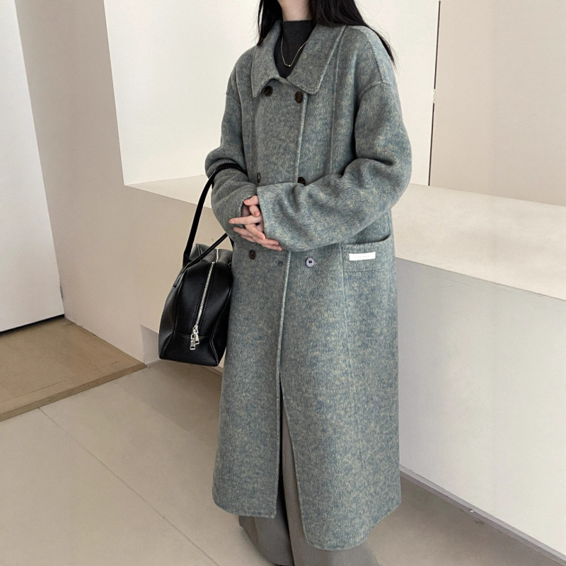 双面羊绒大衣女2025秋冬新款韩版中长款高级感羊毛翻领羊毛呢外套|undefined