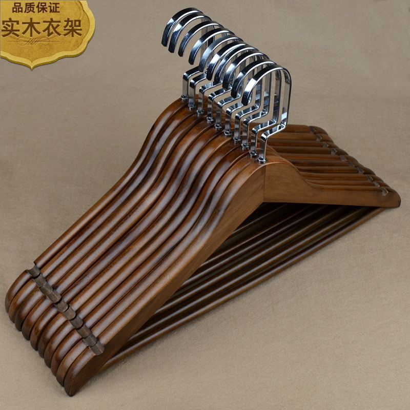 实木衣架复古木质衣架子成人衣撑裤架服装店酒店防滑木头挂衣架子|undefined