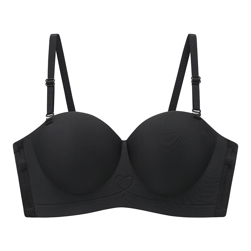 La media taza de la ropa interior de las mujeres pequeño cofre cómodo empuja hacia arriba grande sin anillo de acero pecho sujetador sin costuras de la piel