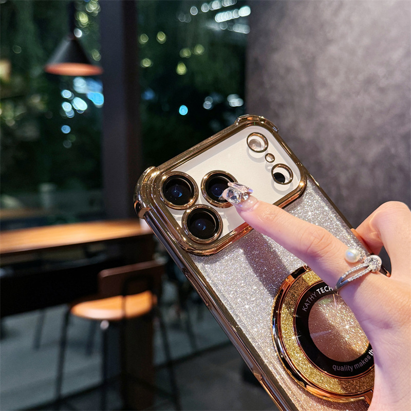 适配iPhone17Pro苹果17Air带CD纹闪粉全包抗摔软手机壳带支架|undefined