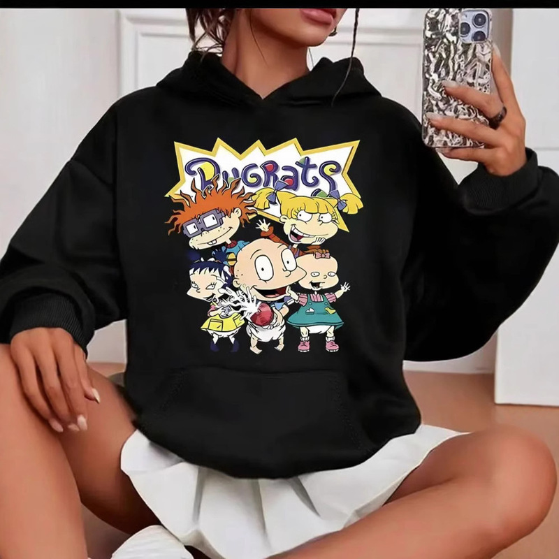 American-Style Trendy Brand Fleece-Lined Casual Letter-Print Hooded Sweatshirt for Women, Autumn and Winter Style, Couple's Outfit, Versatile, Unique, Super Stylish Top