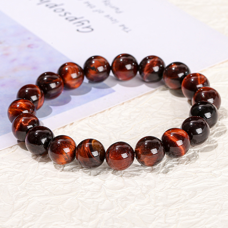 結晶東ジュエリー稲妻目男女スタイルの個性的なトレンド単輪ビーズブレスレット卸売り5a三色虎眼石手串