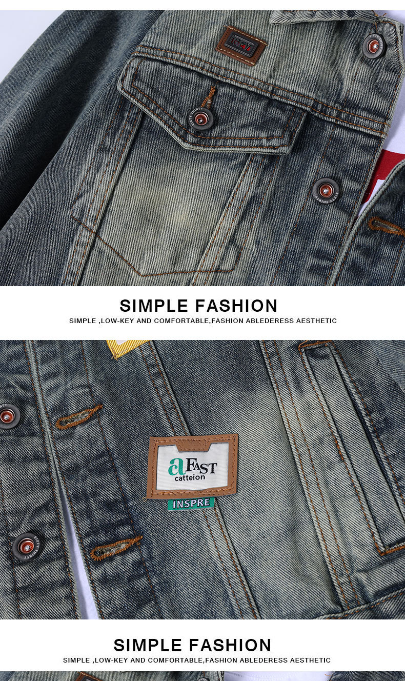 Giacca di jeans uomo classica retro ampia con colletto a revers_voghion.com