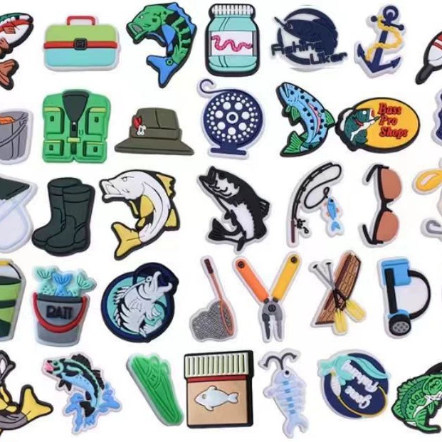 Застежки для обуви в виде рыбок из мягкой ПВХ-резины, декоративные элементы для обуви в стиле рыбалки, аксессуары для обуви, модные элементы для самостоятельного изготовления (DIY), кросс-бордер.