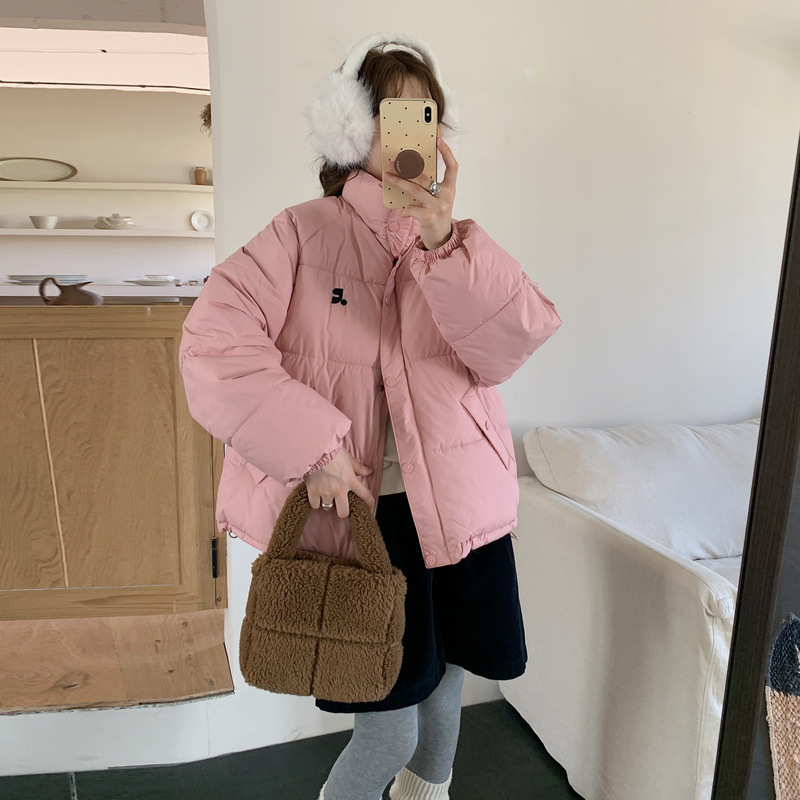 Corea del invierno 2025 nuevo pan plumón ropa de algodón mujer corta pequeña chaqueta de algodón de cuello holgado coreano