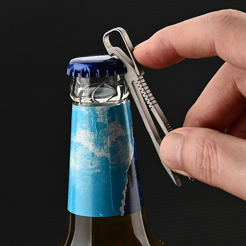 TC4 Titan-Stahl-Pinzette Multifunktional mit Schnappverschluss Korkenzieher CNC-gefräste Clips EDC Outdoor-Werkzeug – Detail 30