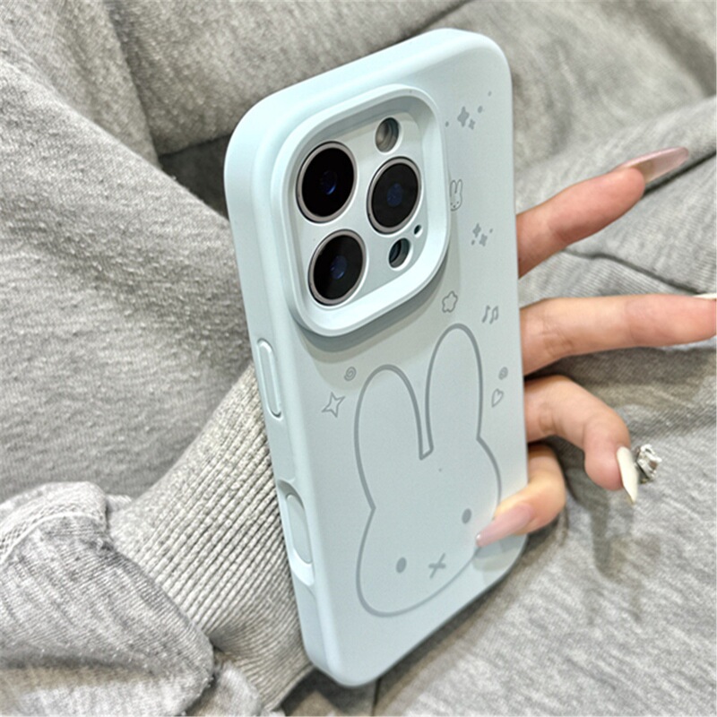 Simple Style Cute Lines Rabbit iPhone 17 Pro Max Apple 16 Phone Case 15 New Model 14 Pro Colorful
