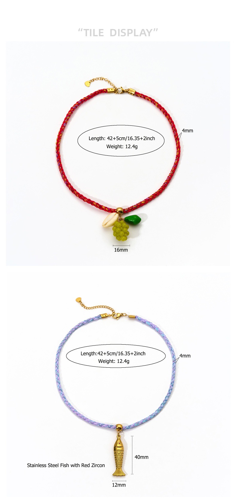 rope Chain Material Cord In Chain Chain Type 1 Piece Quantity Casual, Daily Occasion Retro Devil's Eye Fish Glass Rope Cord In Chain Lobster Trigger Clasp Closure Pendant Necklaces Wholesale