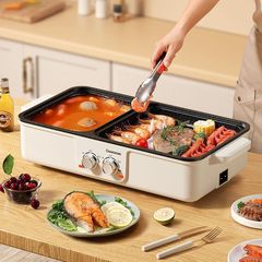 Trendy All-in-One Grill & Hot Pot with Electric Grill Plate: Household BBQ Pan, Non-Stick Multifunctional Electric Grilling Dish