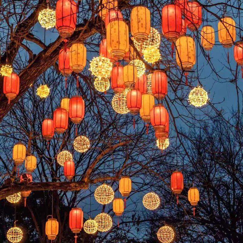 Waterproof Sheepskin Lanterns for Outdoor Hanging on Trees in Scenic Areas, Used for New Year and Spring Festival Event Lighting and Decoration