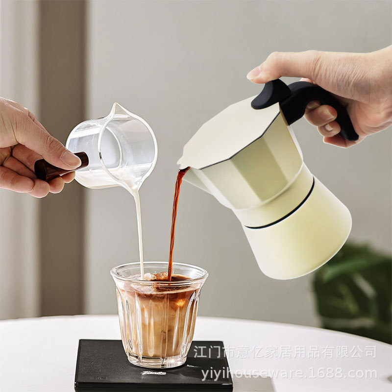 Factory wholesale of stainless steel Italian moka pots, espresso brewing pots, and single-valve French press pots for outdoor and home use