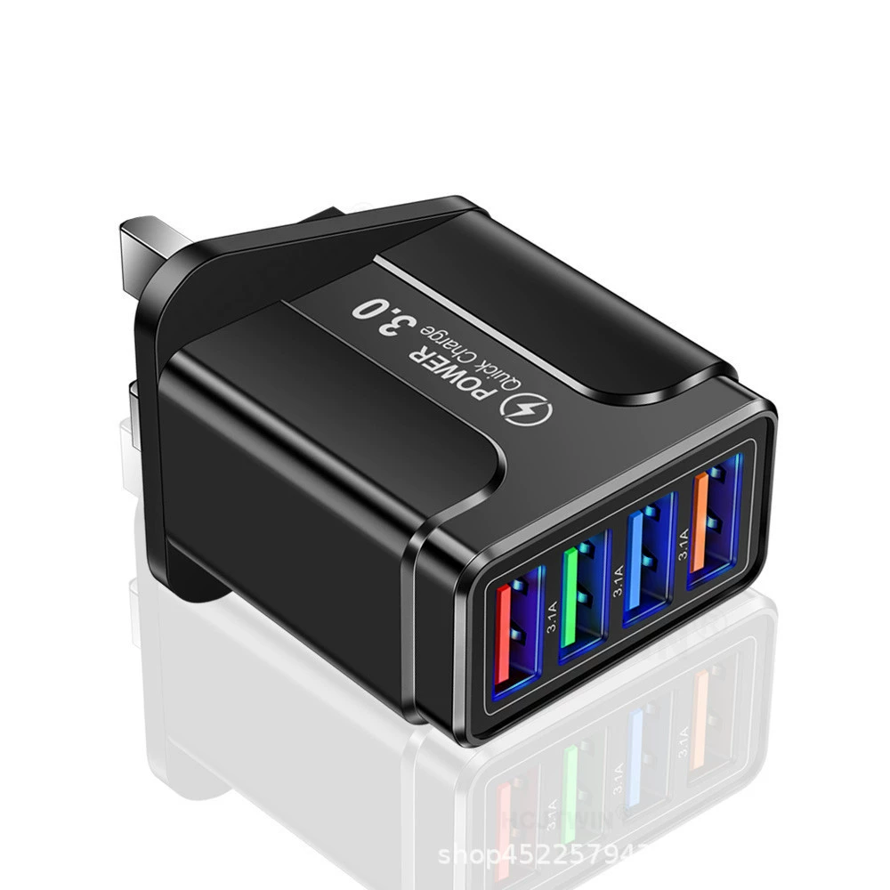 Освещение 4USB мобильный зарядное устройство 3.1A цветная зарядная головка LED свет Европейские правила Американские нормы и III трансграничная оптовая торговля