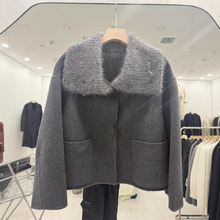 跨境女装羊毛大衣2025秋冬毛呢外套女新款小个子东大门韩系毛领款
