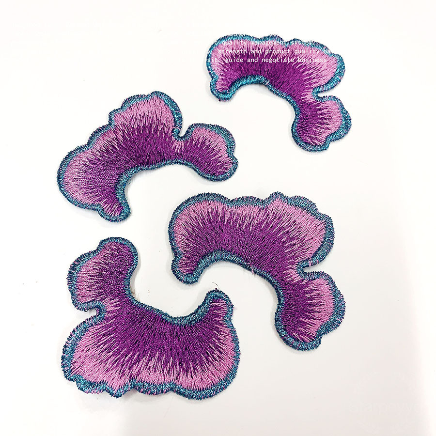 彩色蕾丝花半圆布贴修补小重工刺绣DIY点缀衣服装饰花贴需手缝