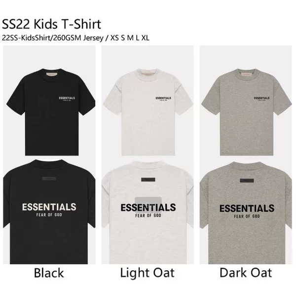 2022Ss Children's Short-Sleeved Essentials Jersey Kids Short-Sleeved T-Shirt Tee