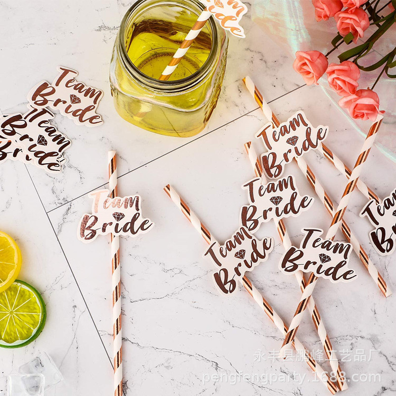 24 unids creativo nupcial carta paja equipo novia giling papel henparty decoración del partido