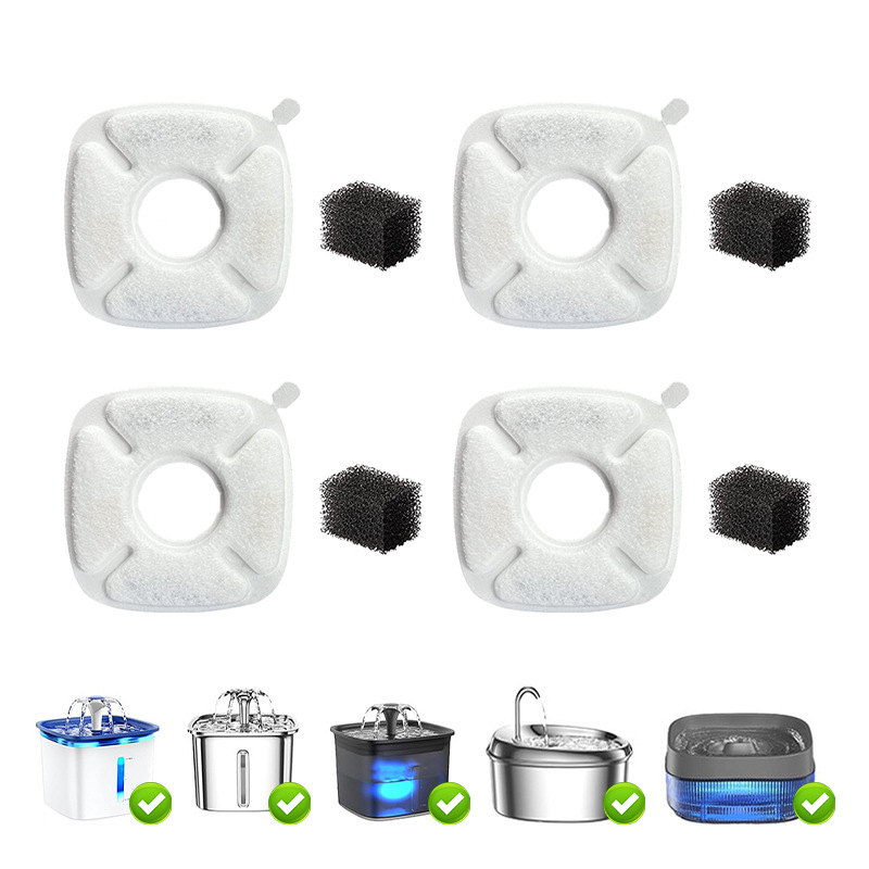 Filtros para bebedores de agua para mascotas adaptados a una variedad de bebedores de agua para gatos multifiltración de cabello de filtro de algodón carbón activado