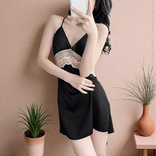 女春夏季性感睡裙冰丝绸薄款睡袍两件套装美背家居服睡衣直播批发