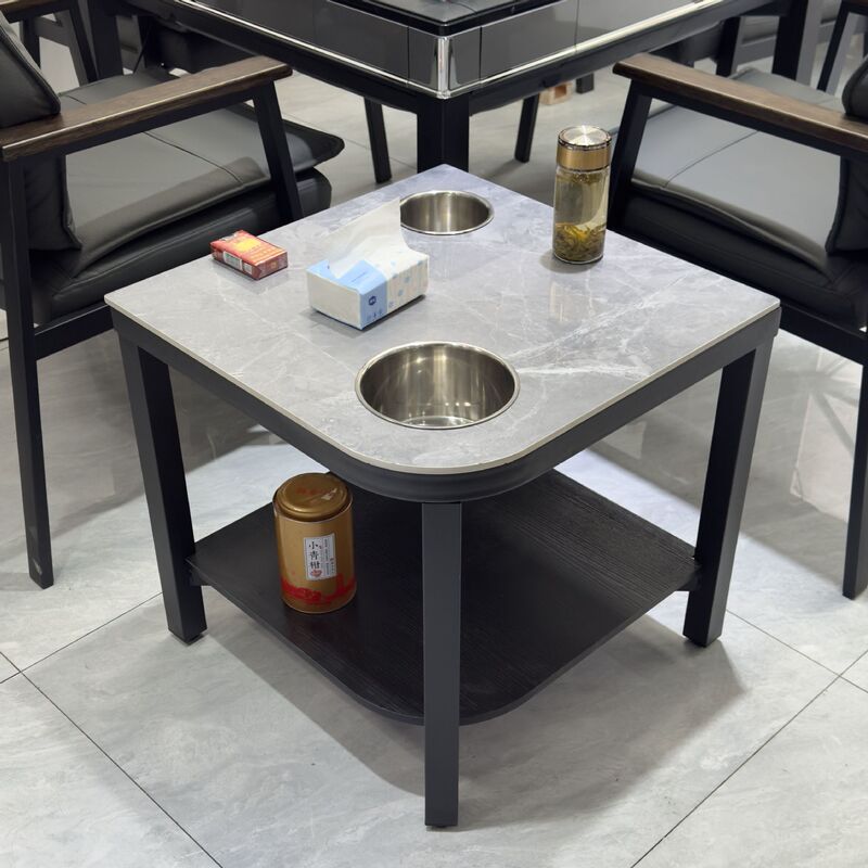 加厚岩板麻将机茶几茶水架麻将桌小边几置物架棋牌室专用茶水桌子|undefined