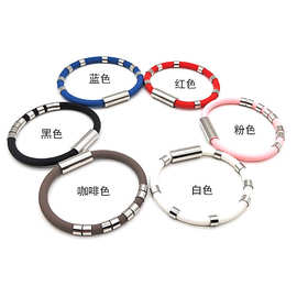 硅胶静电手环防静电手环负离子钛钢八环硅胶运动情侣款手饰饰品