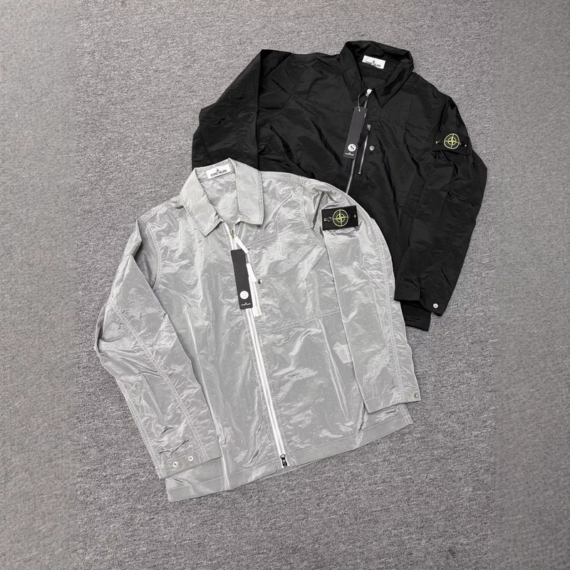 Foreign Trade Cross-Border Stone-Colored Streetwear Trendy Classic Thin Shirt Jacket with Metal Nylon Pockets Foreign Trade Cross-Border Stone-Colored Streetwear Trendy Classic Thin Shirt Jacket with Metal Nylon Pockets