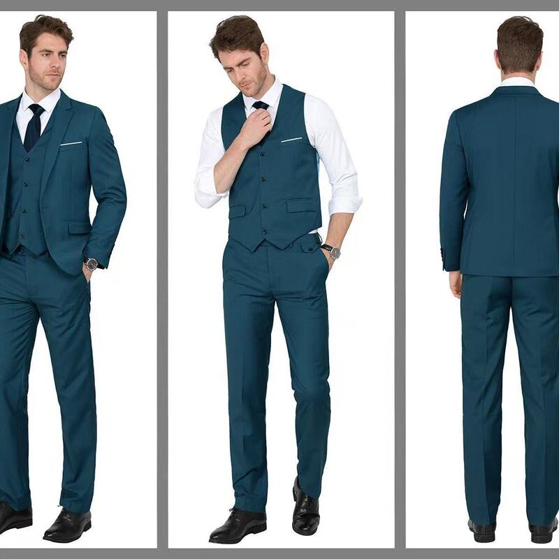 Foreign Trade Cross-Border 2026 European and American Men's New Business Casual Suit Set Men's Wedding Suit Three-Piece Suit