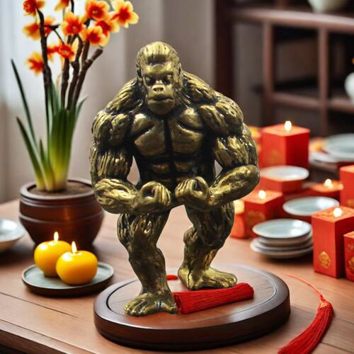 Pure Copper King Kong Fitness Orangutan Bronze Sculpture Entrance Decoration Living Room Animal Desktop Ornaments Crafts Gifts