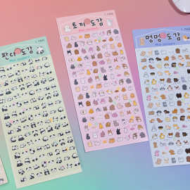 迷你小动物手帐平面儿童贴纸狗狗小兔子熊猫女孩装饰手工奖励贴画