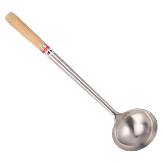 Stainless steel kitchenware stir-frying shovel canteen wooden handle spoon foot 1.5 thick cooking spoon shovel chef stir-frying spoon stir-frying shovel wholesale